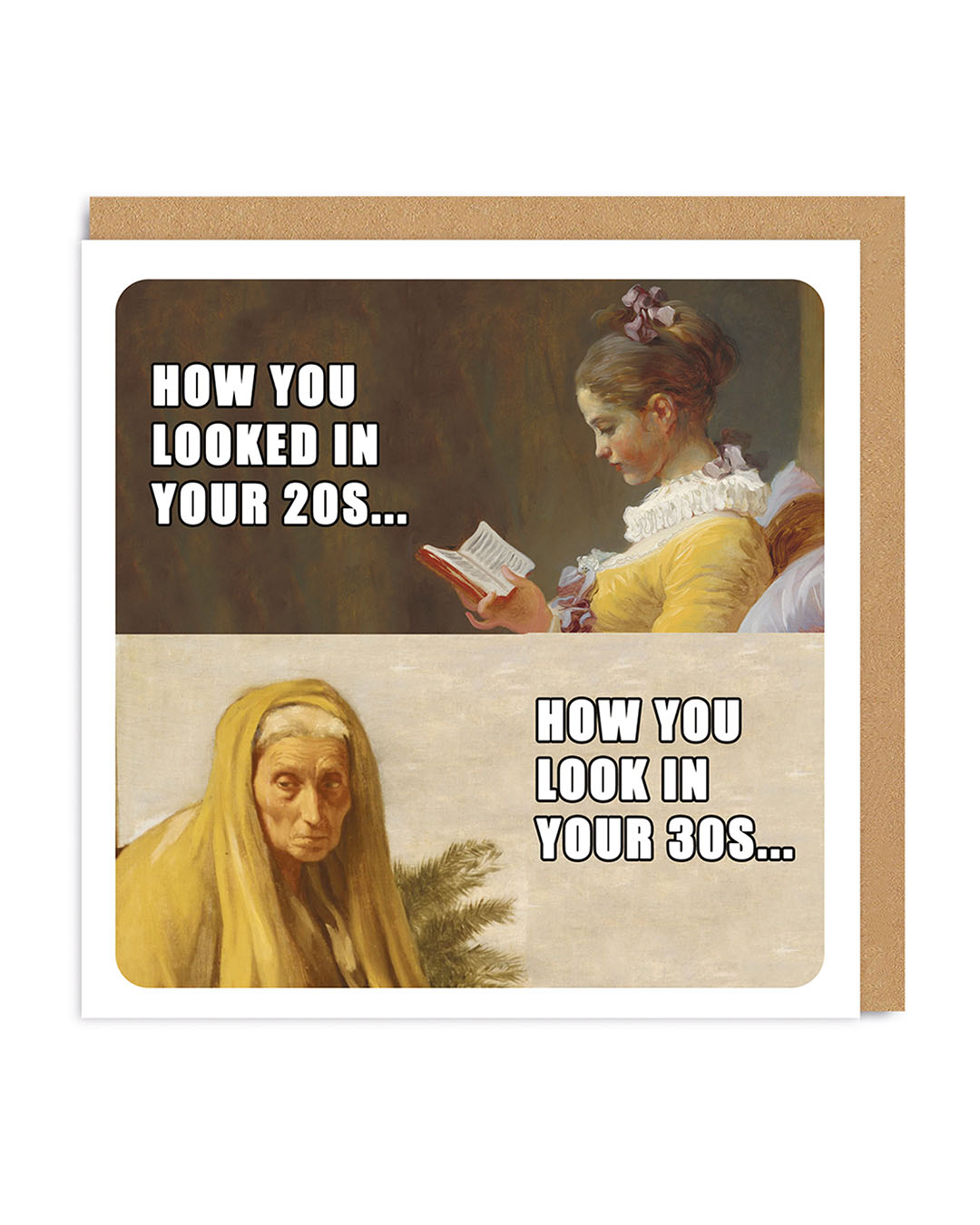 Classic Art Meme 30s vs 20s Square Greeting Card