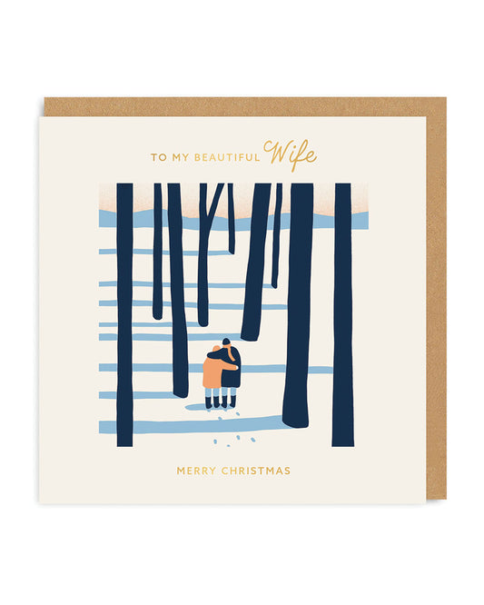 Wife Couple in Woods Christmas Square Card
