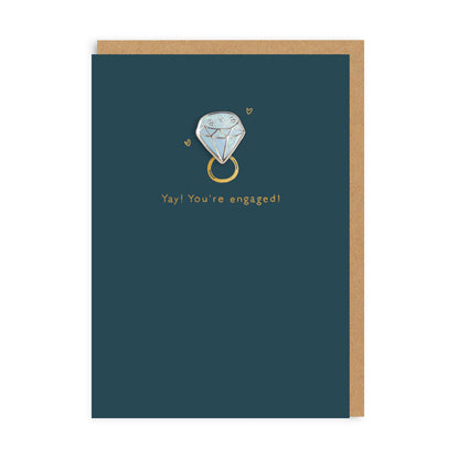 Diamond Engagement Enamel Pin Greeting Card