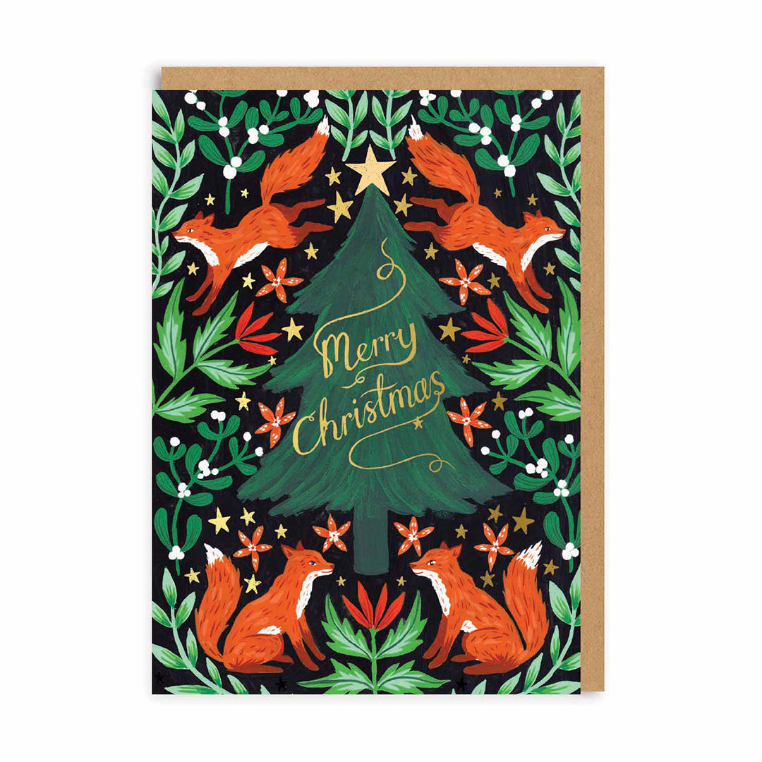 Fox Christmas Tree Greeting Card