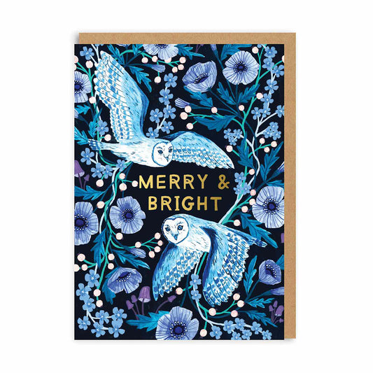 Owl Merry and Bright Greeting Card