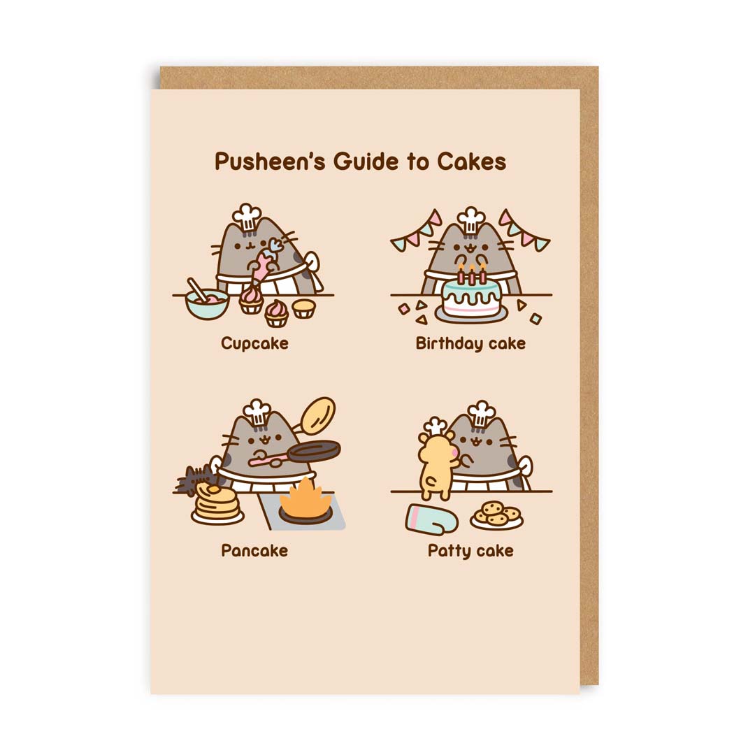 Pusheen's Guide To Cakes Greeting Card