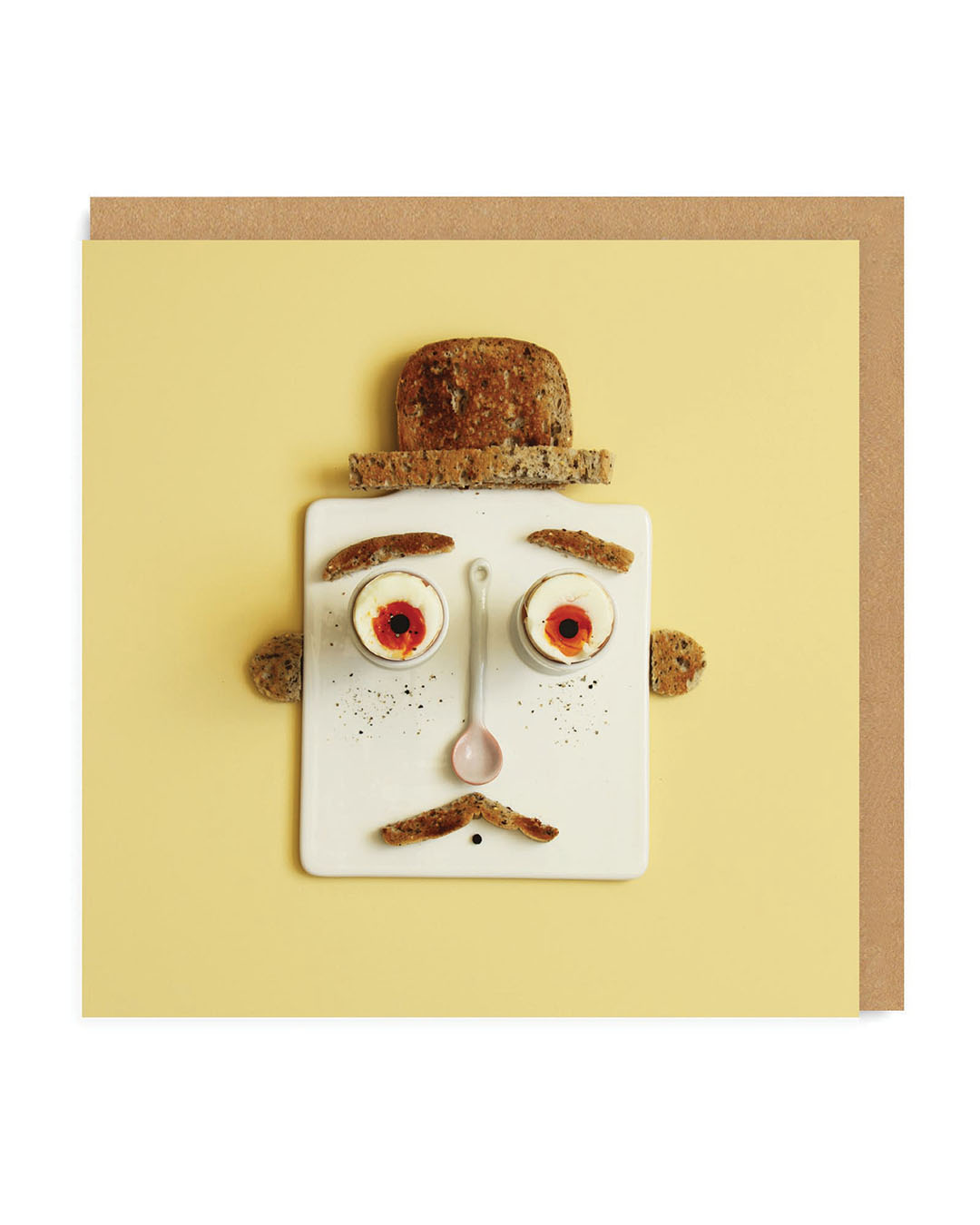 Eggs and Toast Face Square Greeting Card