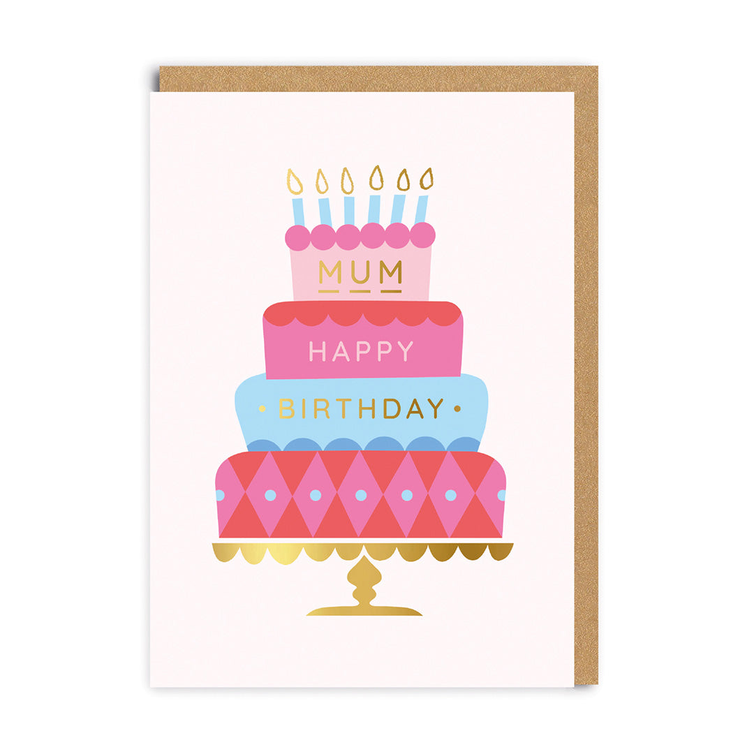 Mum Happy Birthday Cake Greeting Card