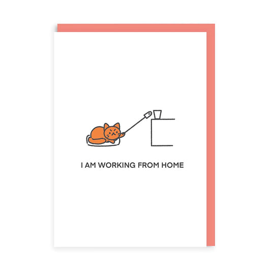 Working From Home Cat Greeting Card