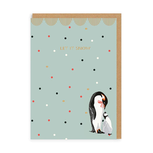 Let It Snow Penguin Greeting Card